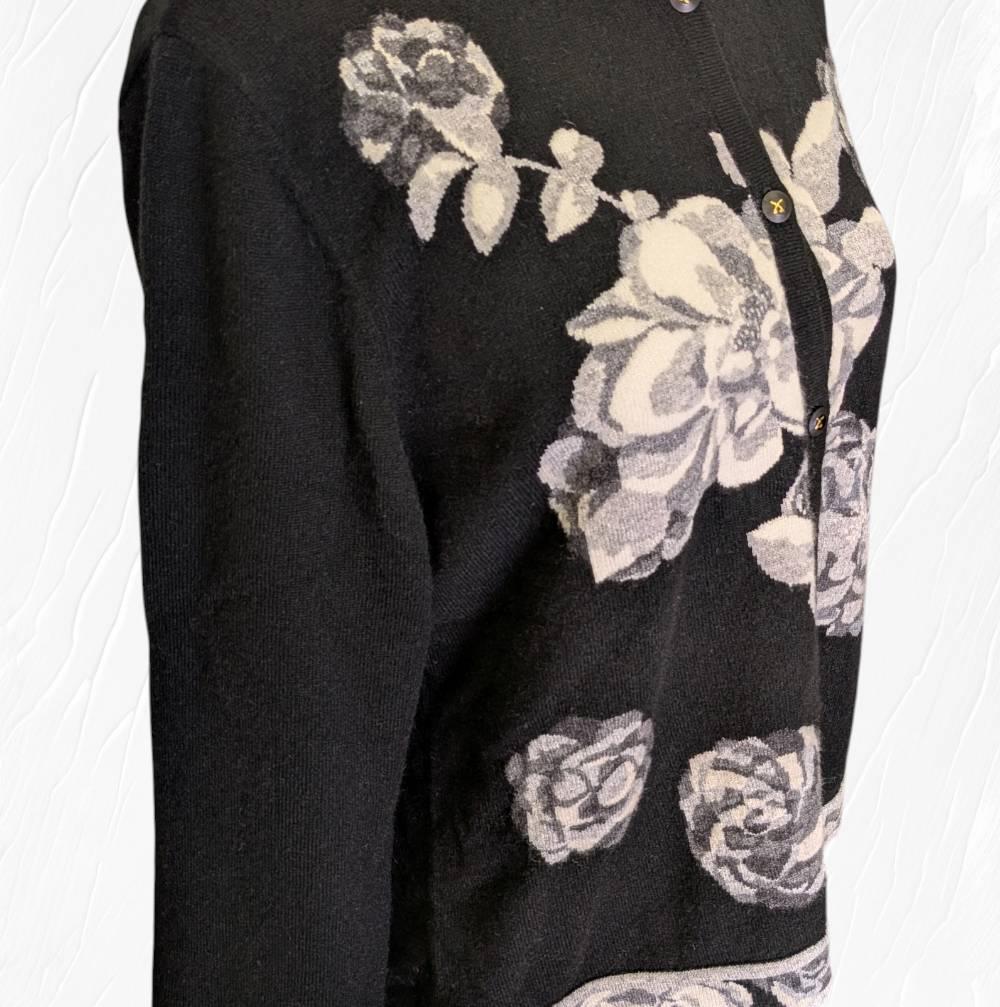 LEONARD レオナール 花柄 カシミヤ１００％ カーディガン ＬＬサイズ