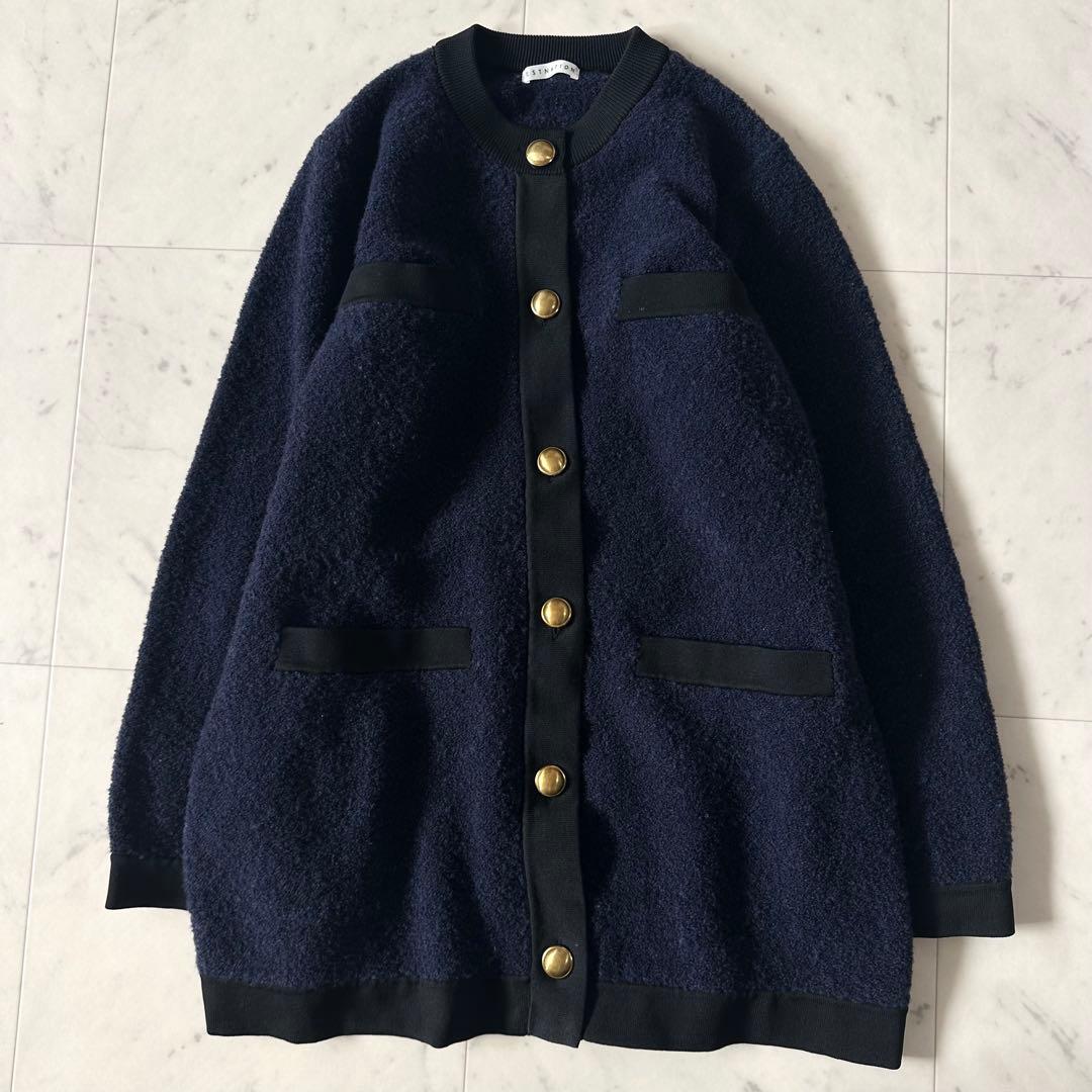 美品＊エストネーション ブークレニットカーディガン ニットジャケット 金ボタン