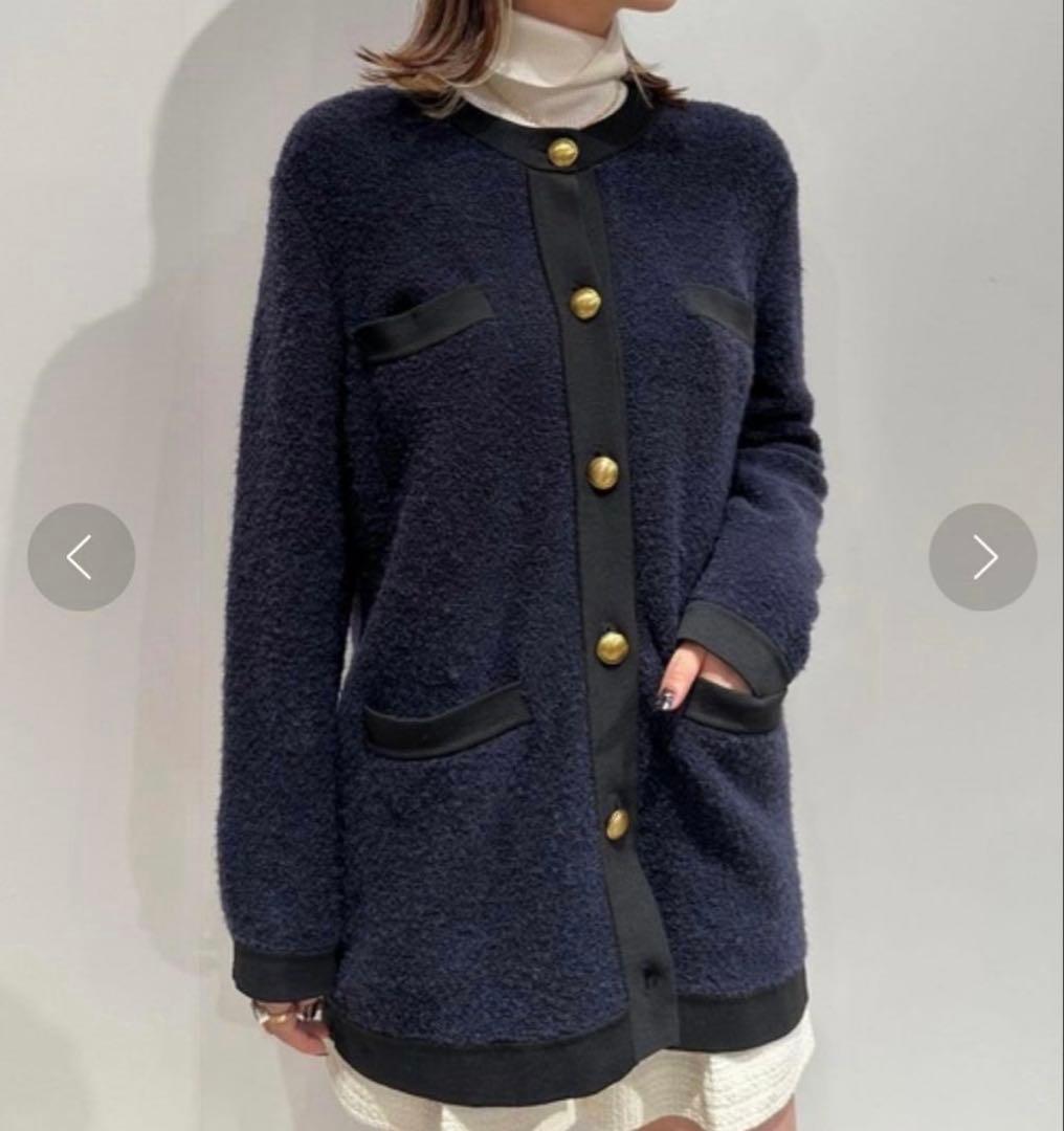 美品＊エストネーション ブークレニットカーディガン ニットジャケット 金ボタン