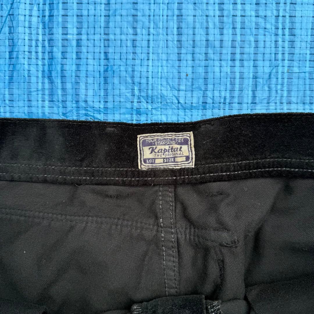 90~00s kapital ベルベットフレアパンツ　ブラックベロア　ドメブラ