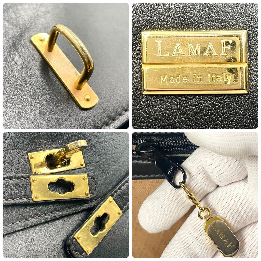 【美品】LAMAFラマフ ボストンバッグ 大容量 ブラック 極上本革 イタリア製