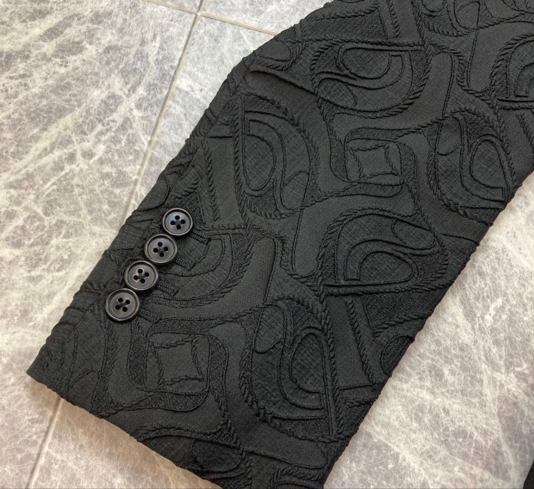 HERMES 刺繍 シルク テーラードジャケット 44 Sサイズ ランウェイ