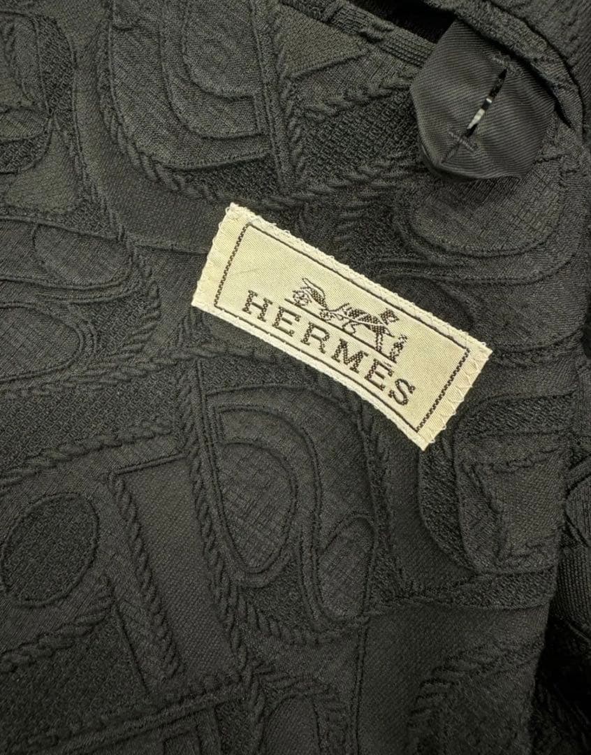 HERMES 刺繍 シルク テーラードジャケット 44 Sサイズ ランウェイ
