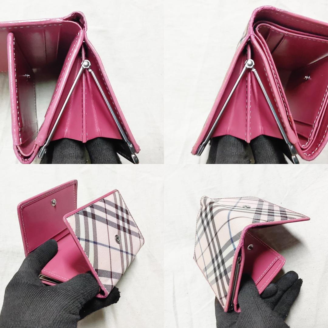 BURBERRY がま口 折財布 ブルーレーベル ノバチェック バーバリー 人気