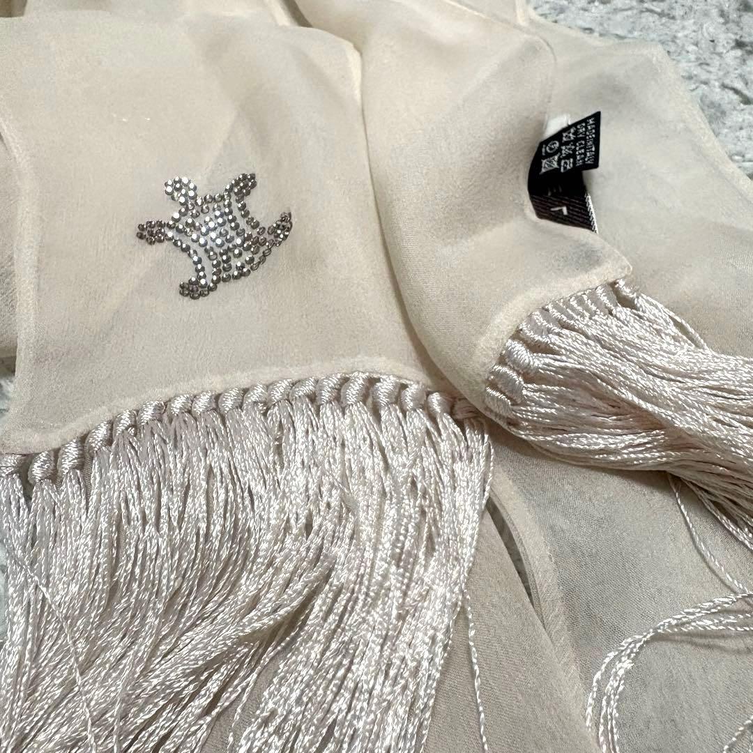 【美品】セリーヌ　ストール　シルク100% トリオンフ型ビジュー