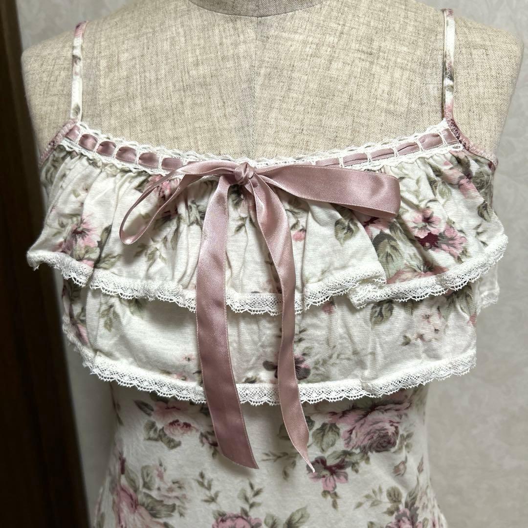 L'EST ROSE フリル♡リボン♡バラ柄 キャミソール 美品❤︎可愛い系