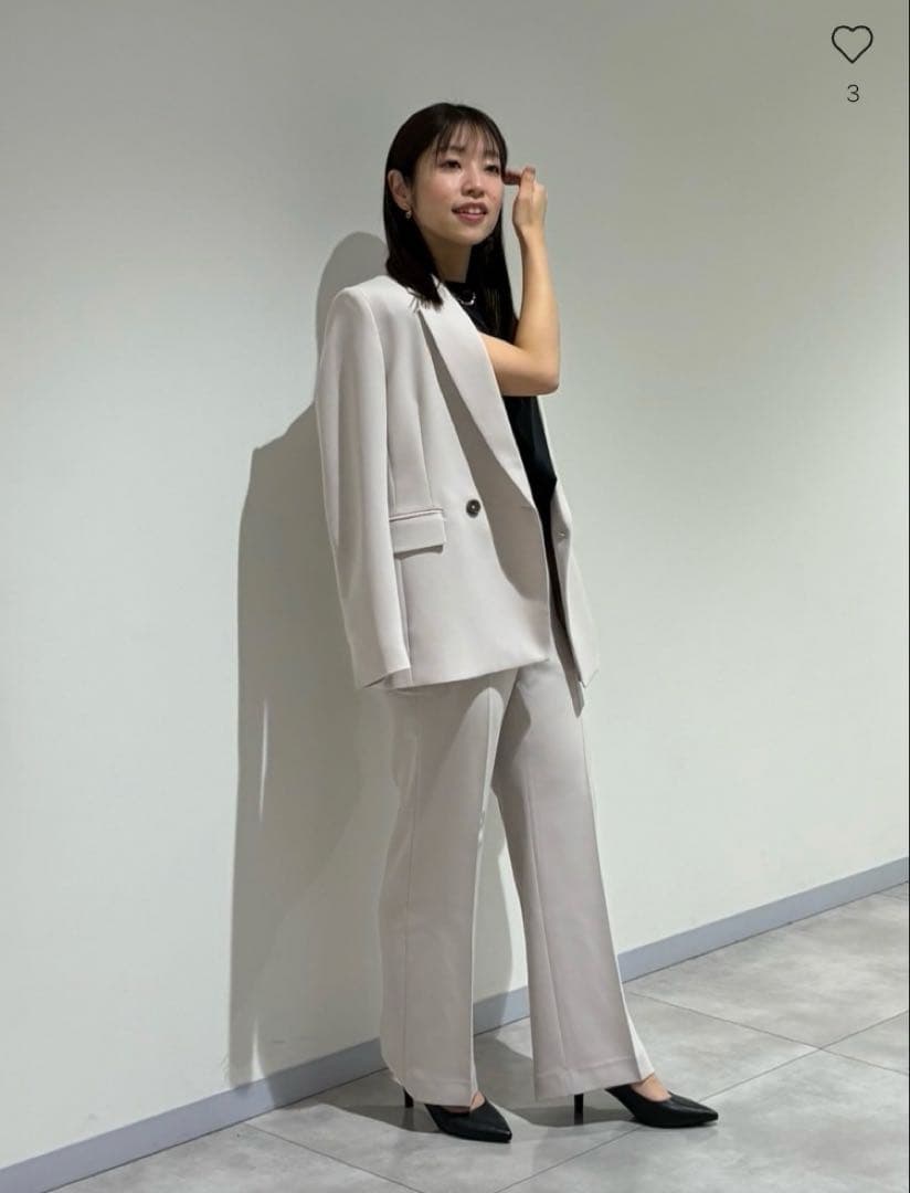 美品 PLST プラステ トリアセブレンドダブルジャケット ベージュ M 入学式