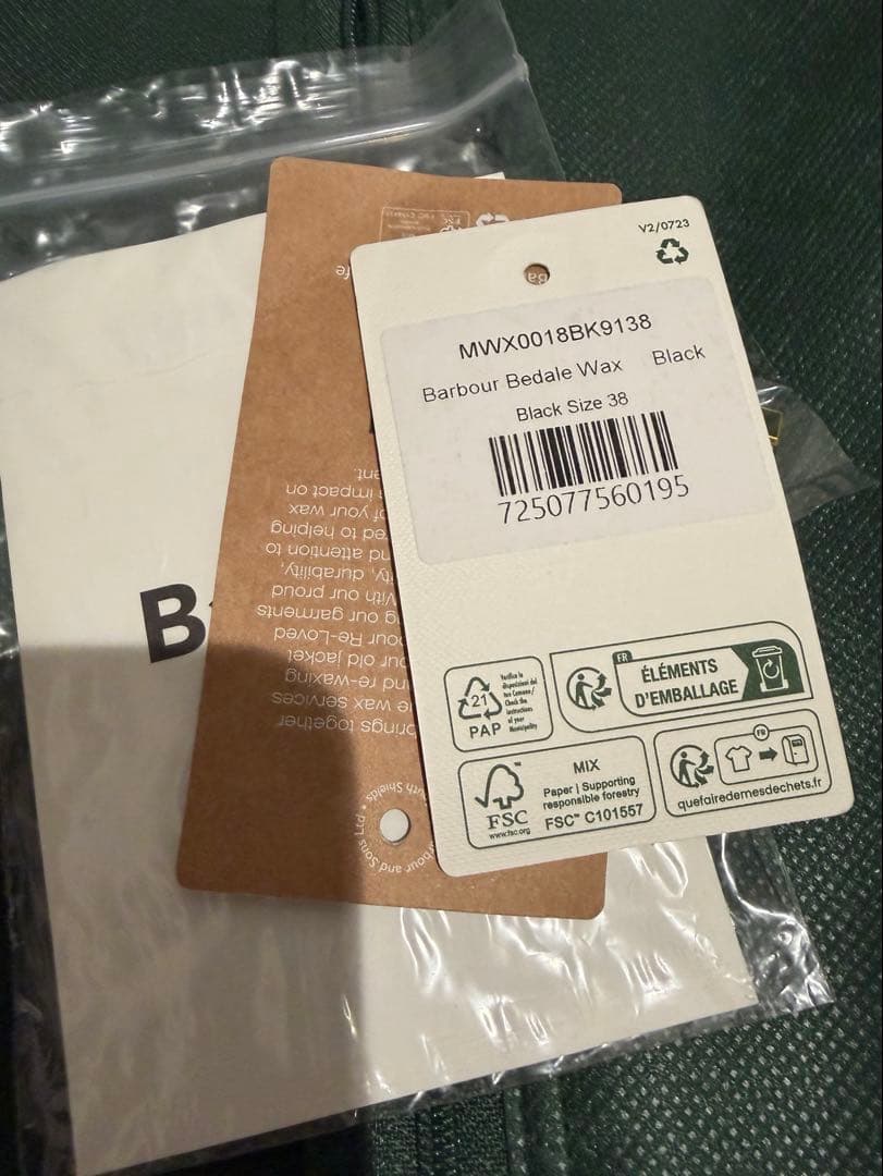 新品！Barbour ビデイル ワックスジャケット　ブラック ３８