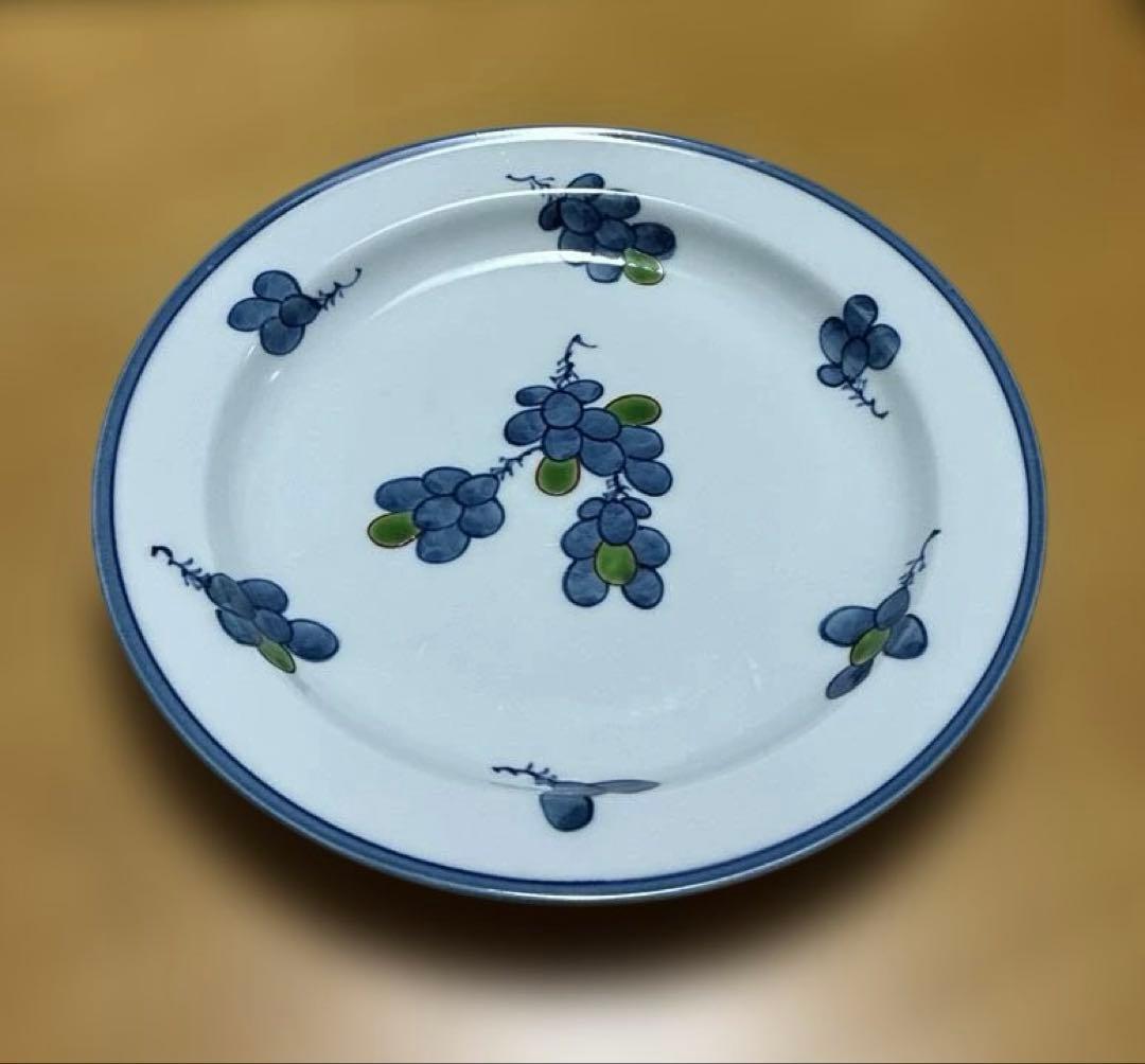 源右衛門　染錦葡萄絵中皿２枚