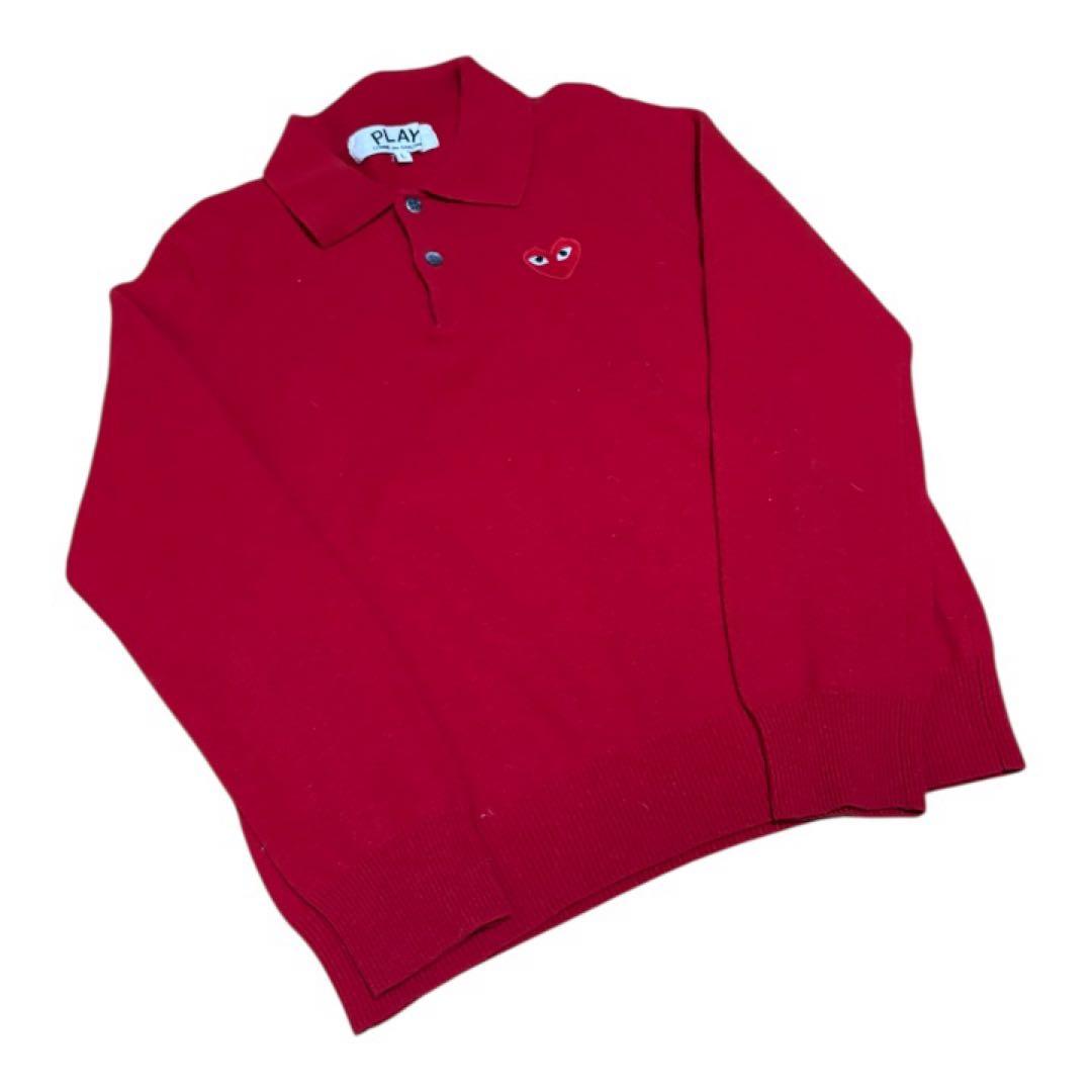 PLAY COMME des GARCONS ハートロゴ 長袖ニットポロ