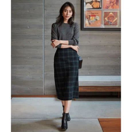 ✨極美品✨23区 ウールタータンチェック スカート グリーン M トラッド 上品