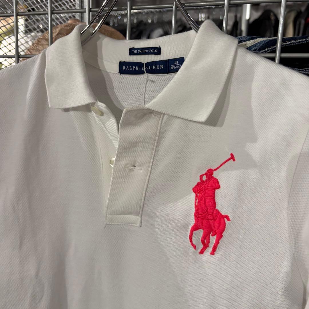 ラルフローレン　ポロシャツ　ビックポニー　Y2K 刺繍　polo ホワイト