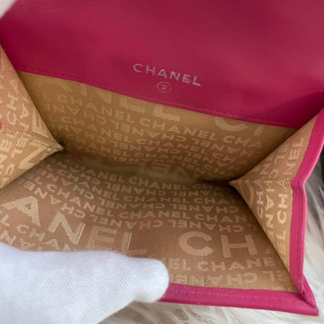 シャネル CHANEL 二つ折り 財布 アイコンライン ココマーク ピンク
