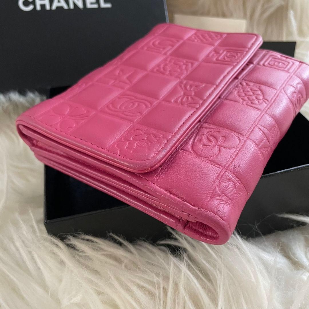 シャネル CHANEL 二つ折り 財布 アイコンライン ココマーク ピンク