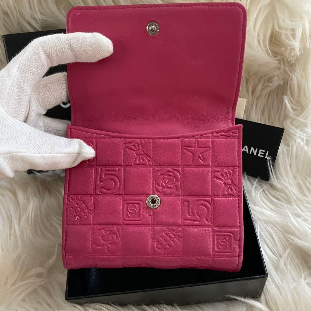 シャネル CHANEL 二つ折り 財布 アイコンライン ココマーク ピンク