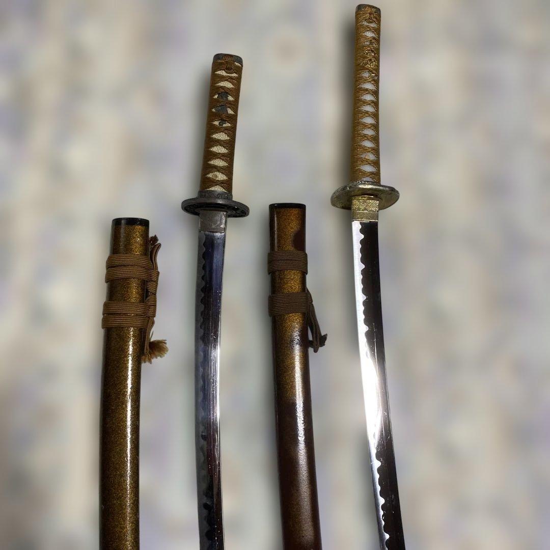 割安模造刀大小２本 金茶柄 梨地呂鞘