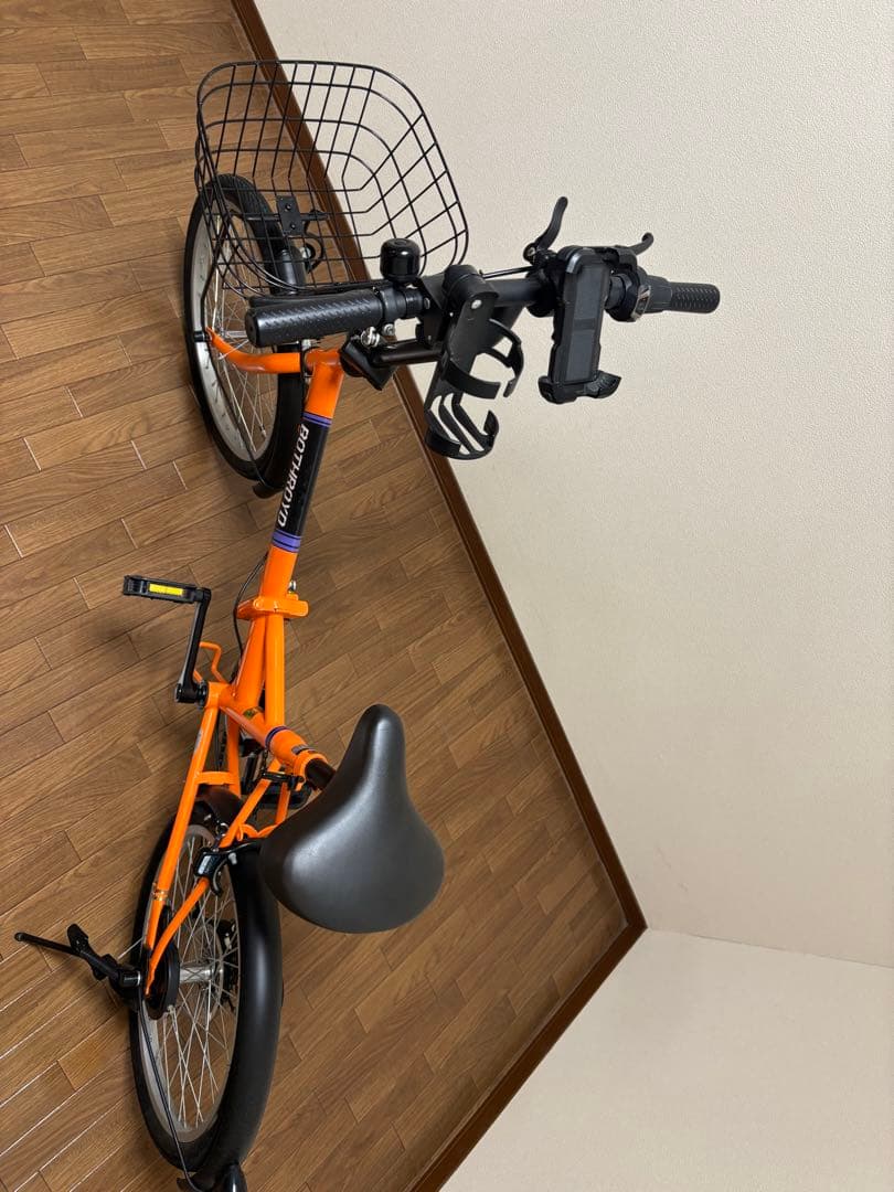 誉*様 折りたたみ自転車 オレンジ 前バスケット付き　ロードバイク好きに　✨