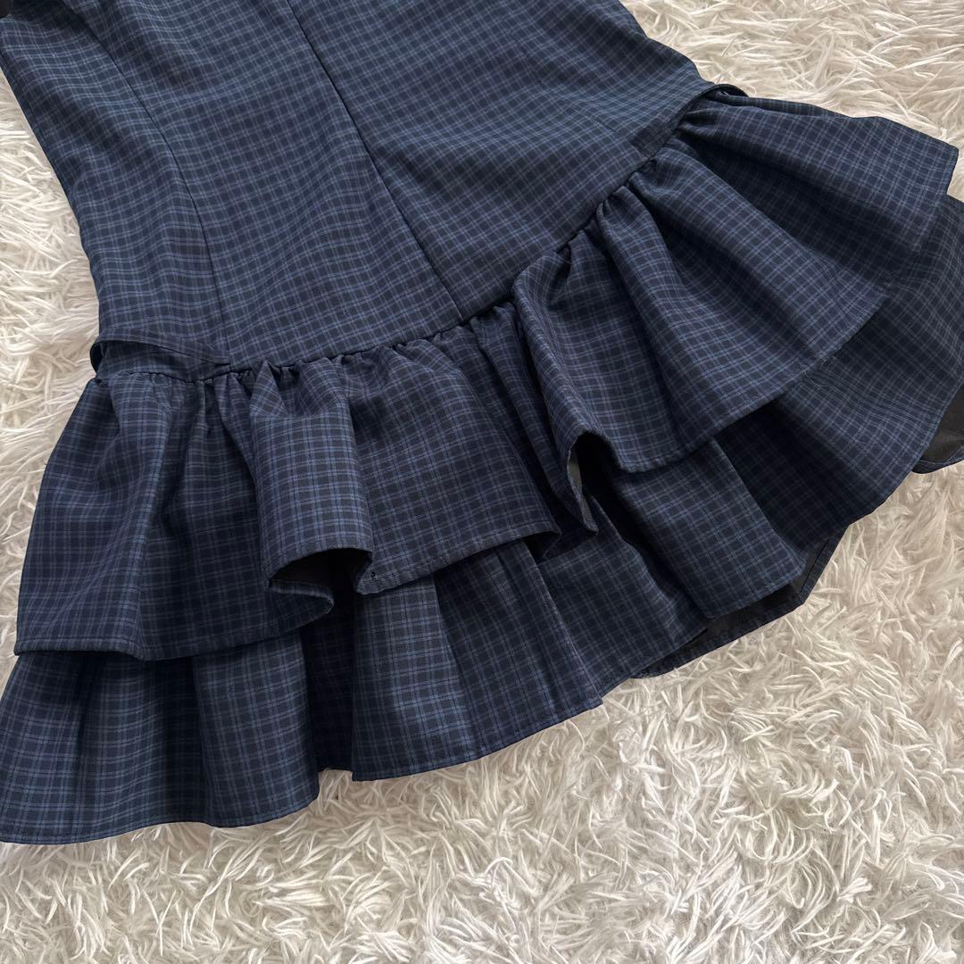 最終値下☆新品タグ付☆ Zara フリル付きチェック柄ショートワンピース