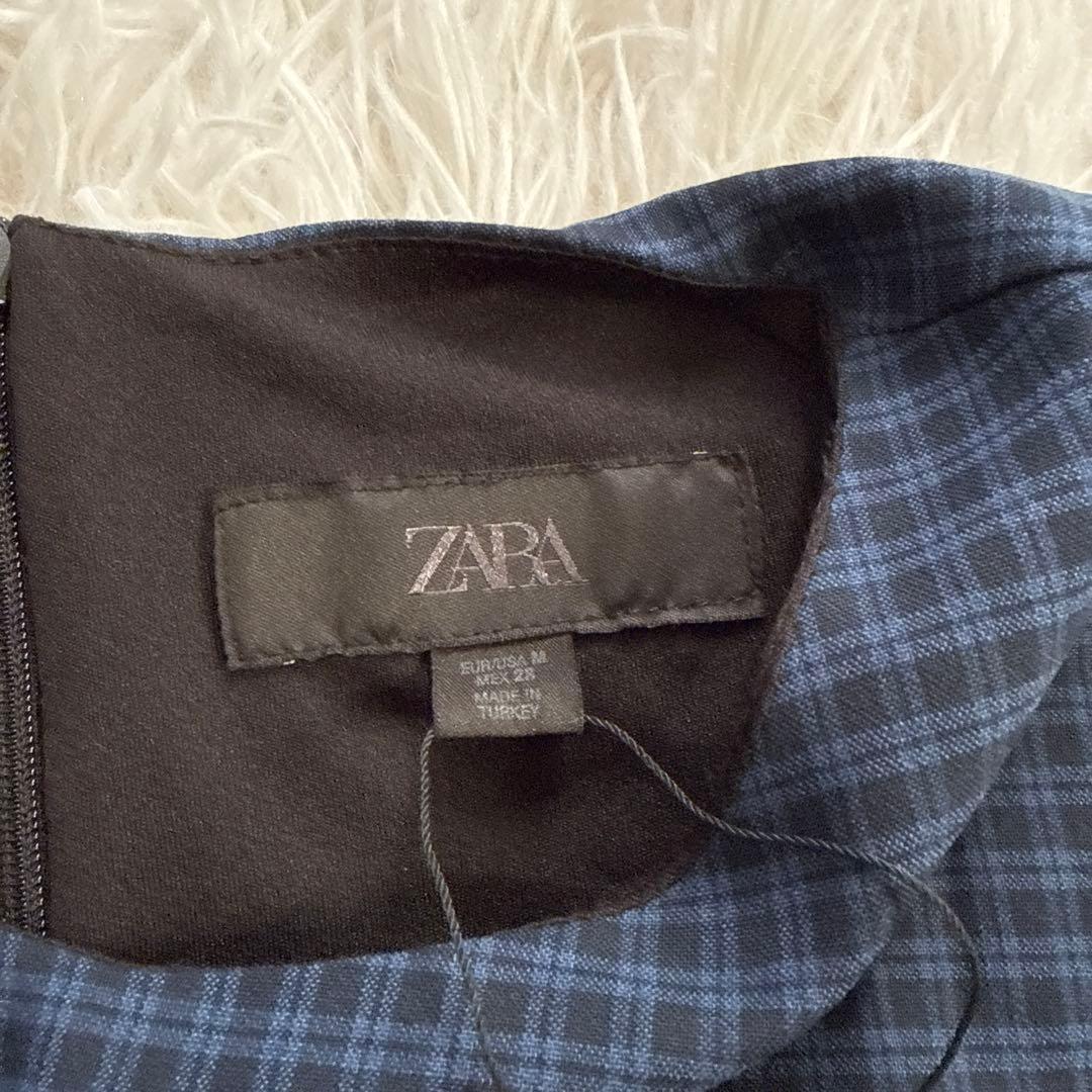 最終値下☆新品タグ付☆ Zara フリル付きチェック柄ショートワンピース