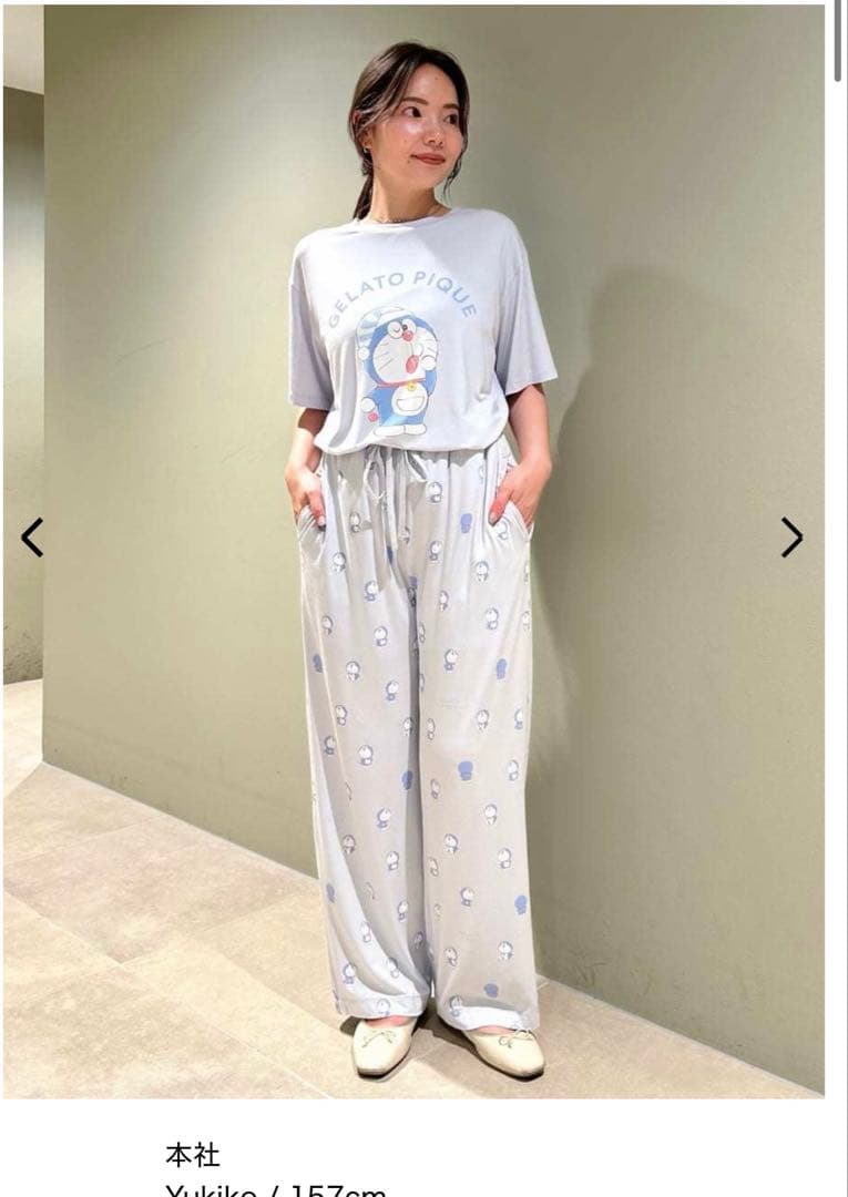 新品★ジェラートピケ ドラえもん ワンポイントTシャツ＆総柄ロングパンツセットL