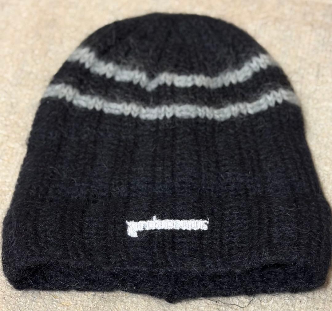 Supreme ニット帽 黒 ストライプ
