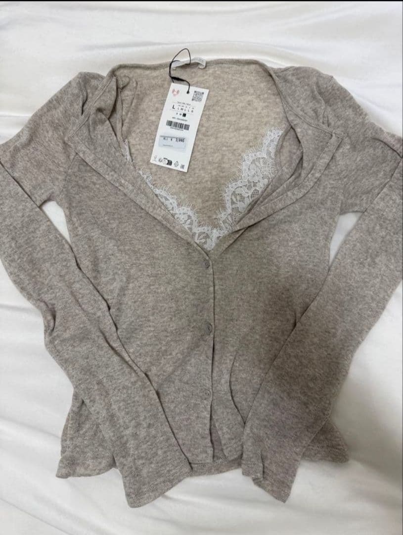 ZARA コンビネーションレーストップジャケット　カーディガン　L