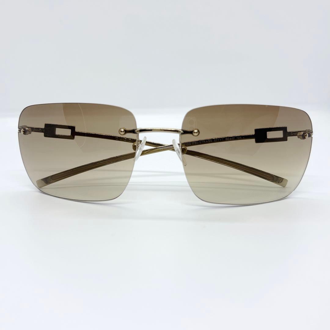 極美品 GUCCI rimless sunglasses linestone