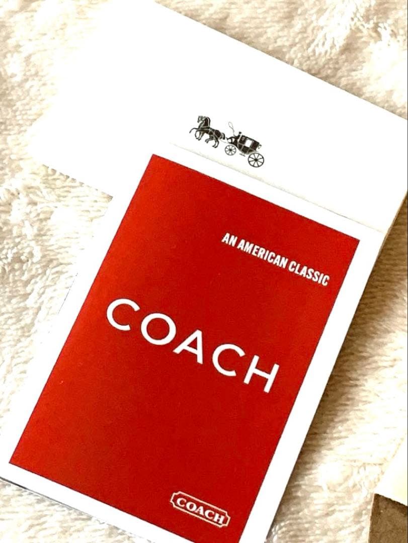 ［新品未使用品］COACH 二つ折り財布 ブラウン/レッドシグネチャー