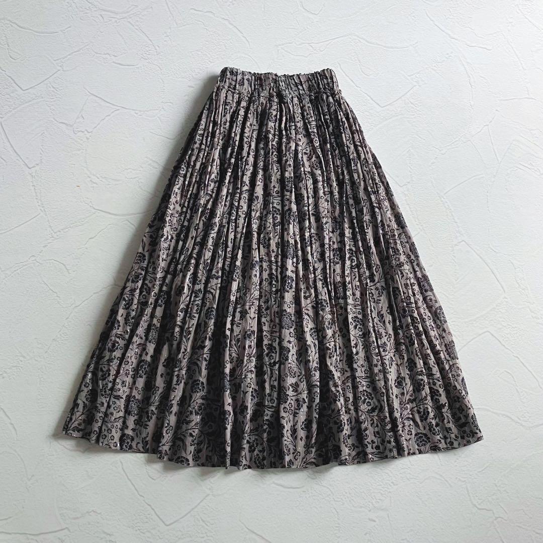 ✨試着のみ✨24ss Soi-e ソワ 花柄コットンスカート インド綿 ギャザー