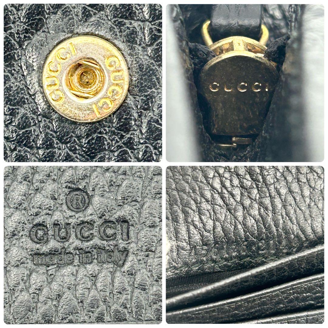 美品✨グッチ 折り財布 マーモント ダブルG レザー 小銭入れ有 ロゴ 黒