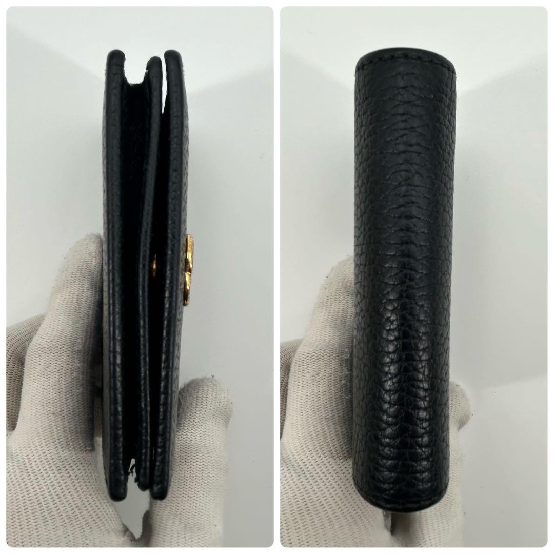 美品✨グッチ 折り財布 マーモント ダブルG レザー 小銭入れ有 ロゴ 黒