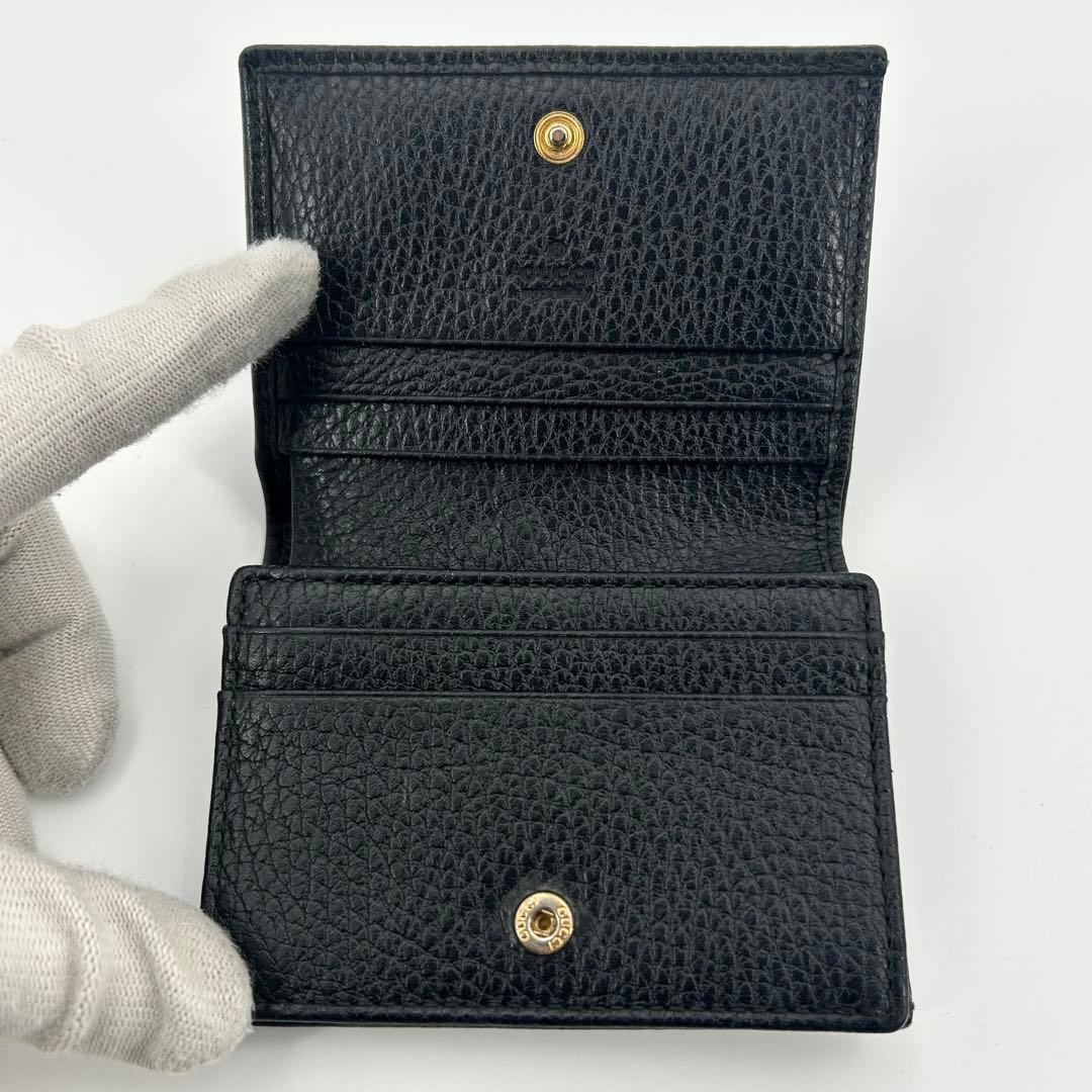 美品✨グッチ 折り財布 マーモント ダブルG レザー 小銭入れ有 ロゴ 黒