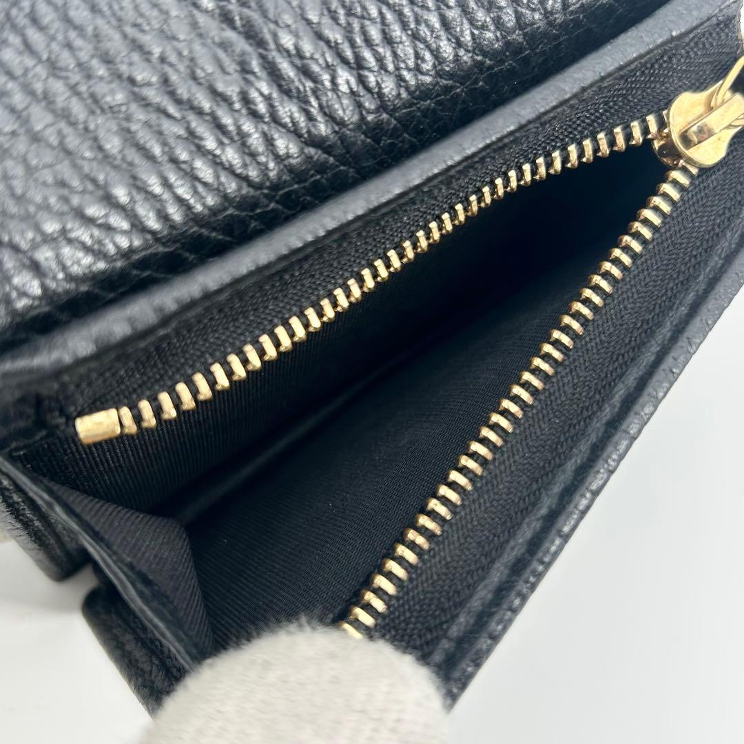 美品✨グッチ 折り財布 マーモント ダブルG レザー 小銭入れ有 ロゴ 黒