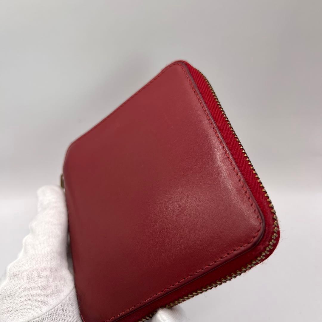 comme des garcons 二つ折り財布　レッド　ラウンドジップ　財布