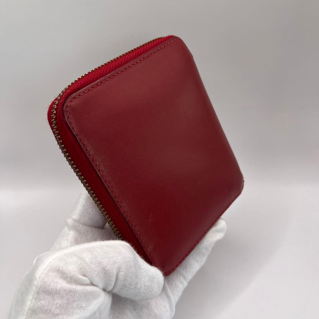 comme des garcons 二つ折り財布　レッド　ラウンドジップ　財布
