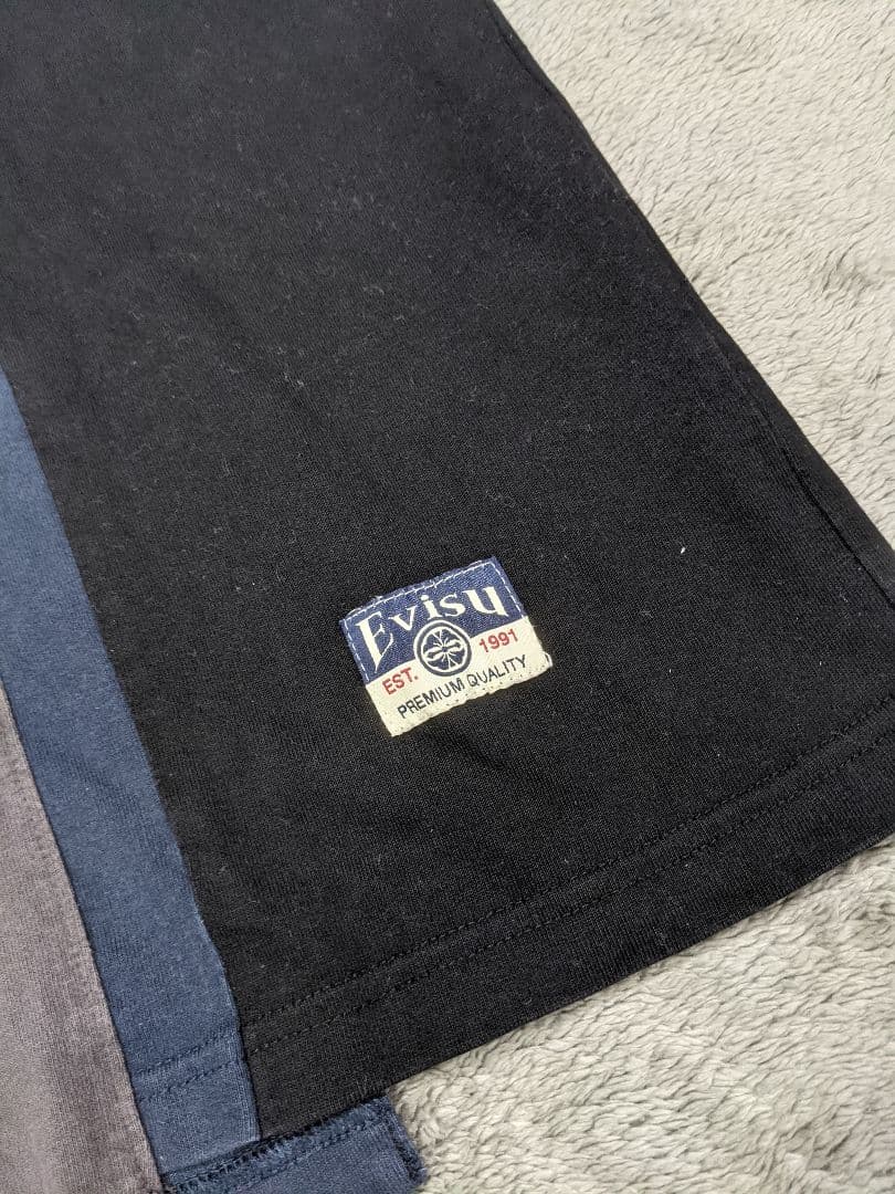 EVISU 　エヴィス　Ｔシャツ　カモメ　黒　ドッキング　大黒　家紋　エビス