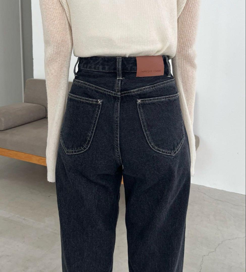 カプリシュレマージュ 13oz ハイウエストストレートデニム ブラック　PS