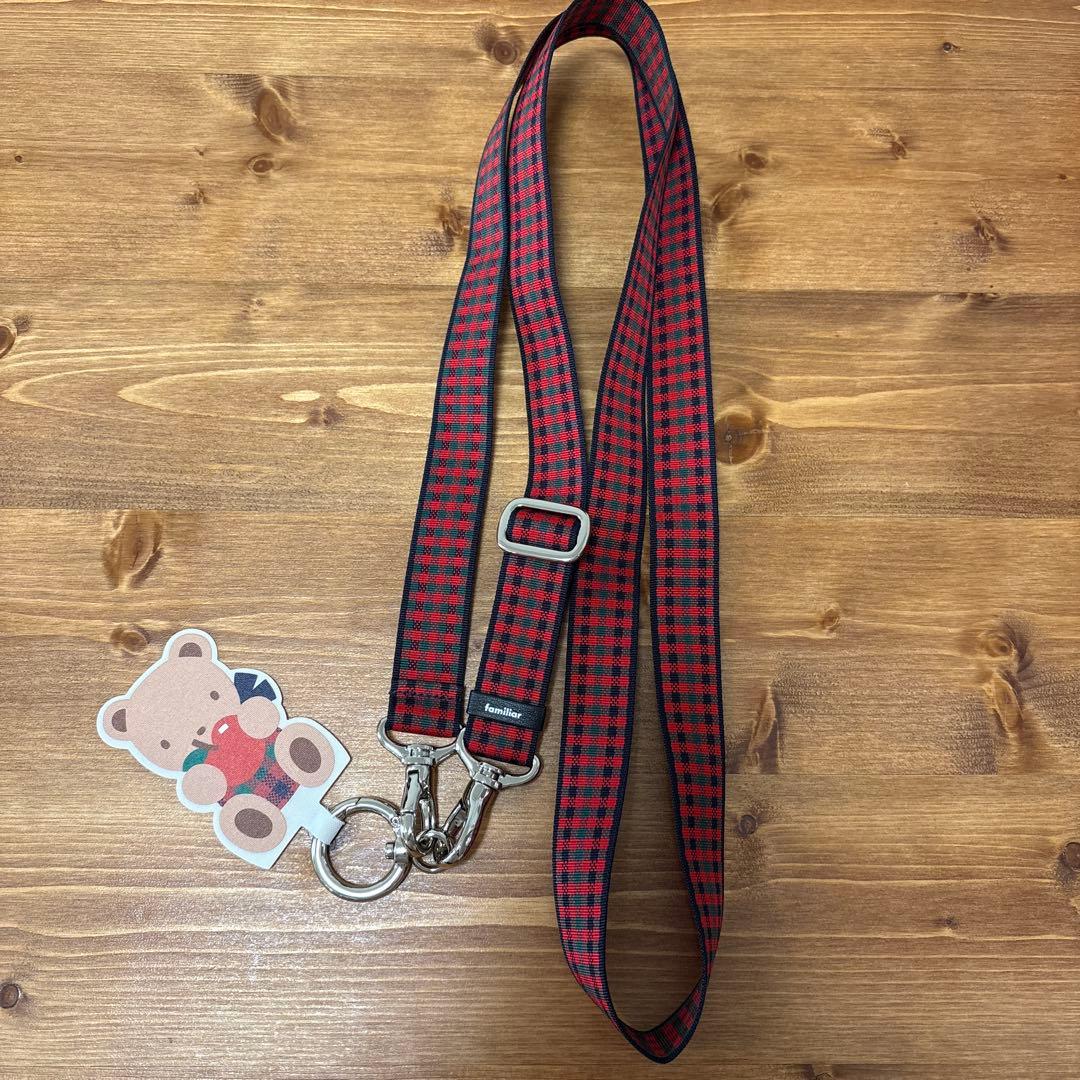 z*u様 【美品】familiar スマホショルダーストラップ RED