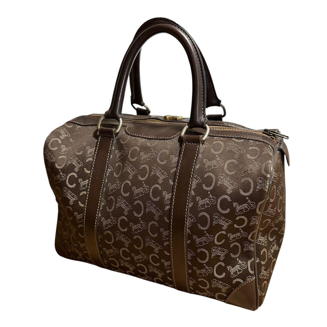 【極美品✨】CELINE Cマカダム ミニボストンバッグ 馬車金具 レザー