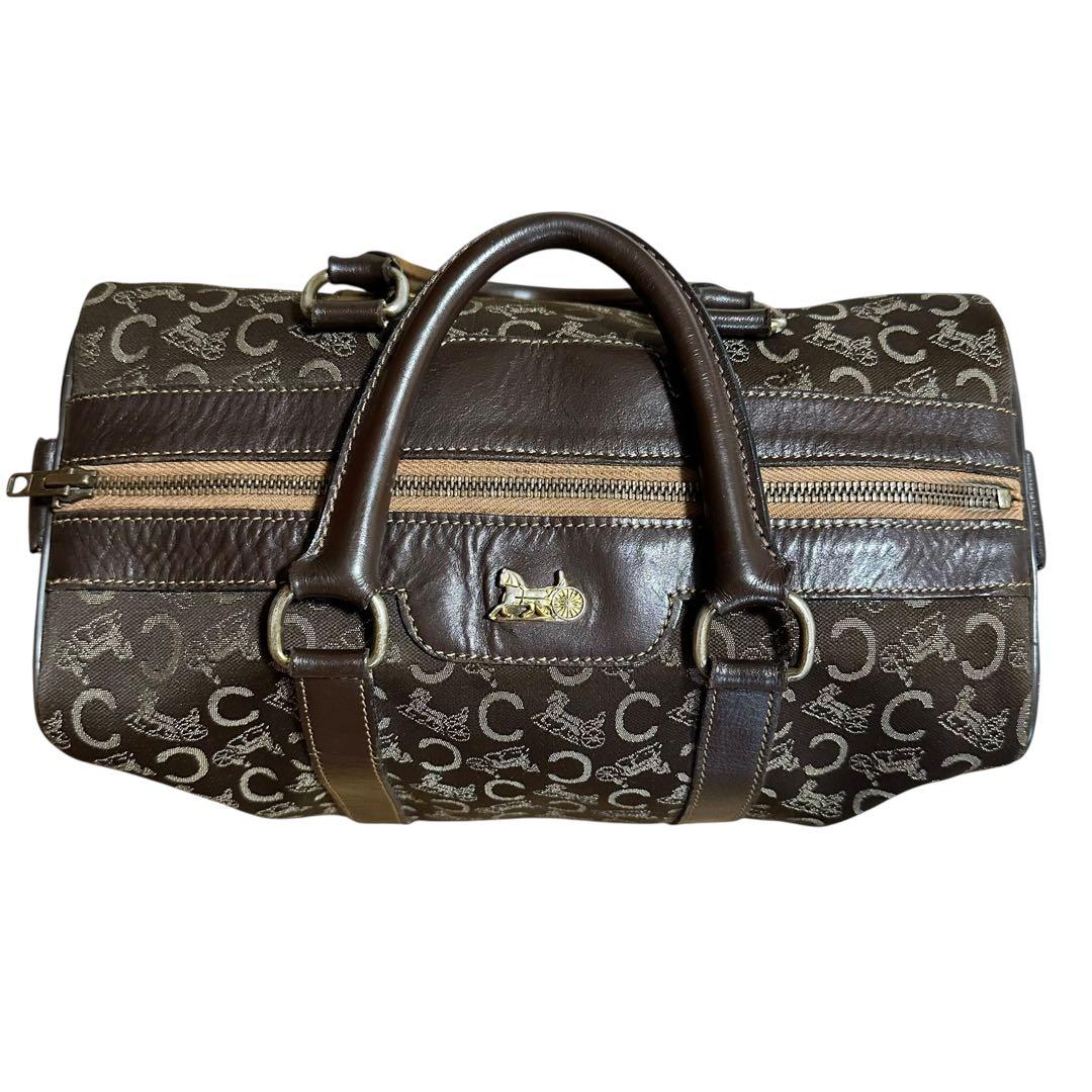 【極美品✨】CELINE Cマカダム ミニボストンバッグ 馬車金具 レザー