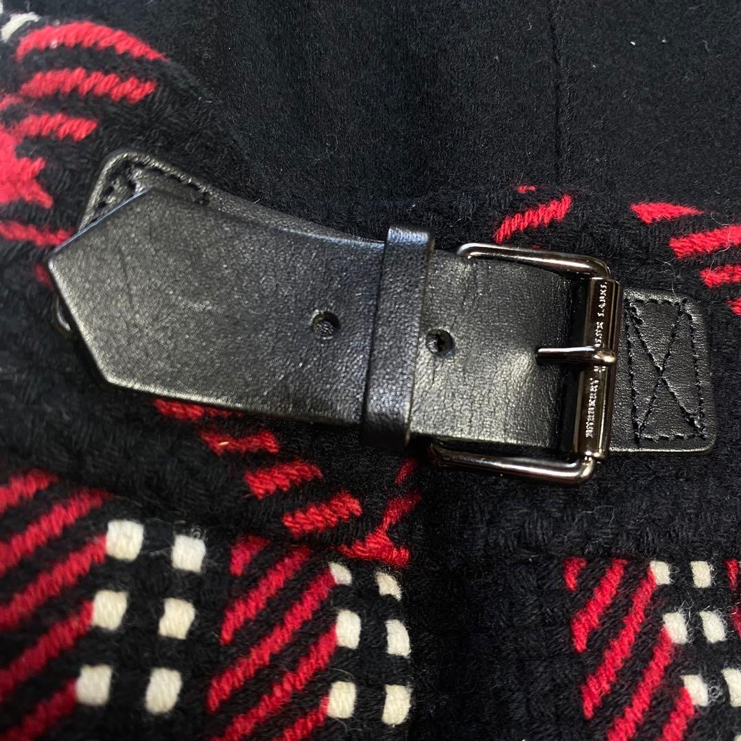 BURBERRYブルーレーベル 赤 黒 チェック ベルト ワンピース 38