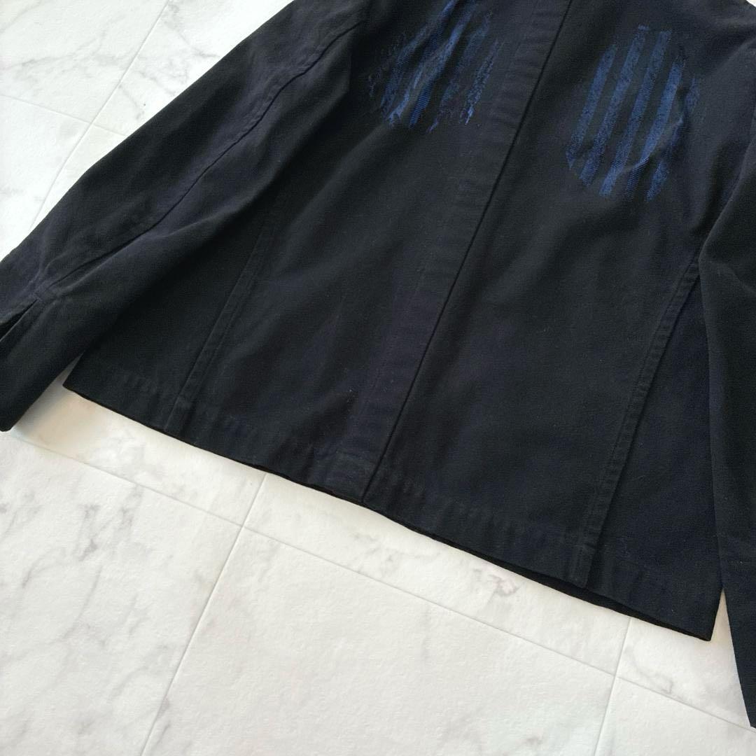LIMI feu 透かしストライプ モードジャケット S 黒×青 日本製