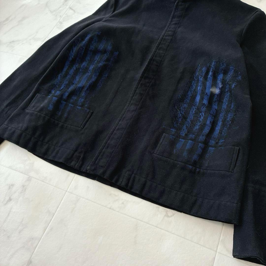 LIMI feu 透かしストライプ モードジャケット S 黒×青 日本製