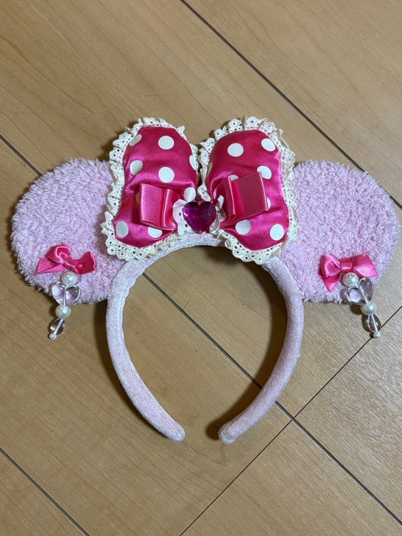 ミニーちゃん カチューシャ イヤリング ピンク ドット