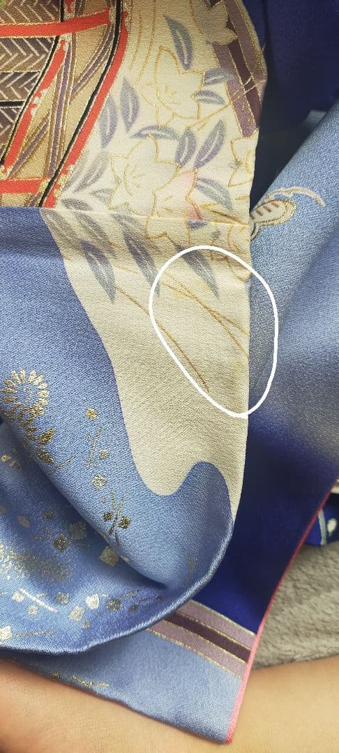 青色 風景柄 振袖 帯付き