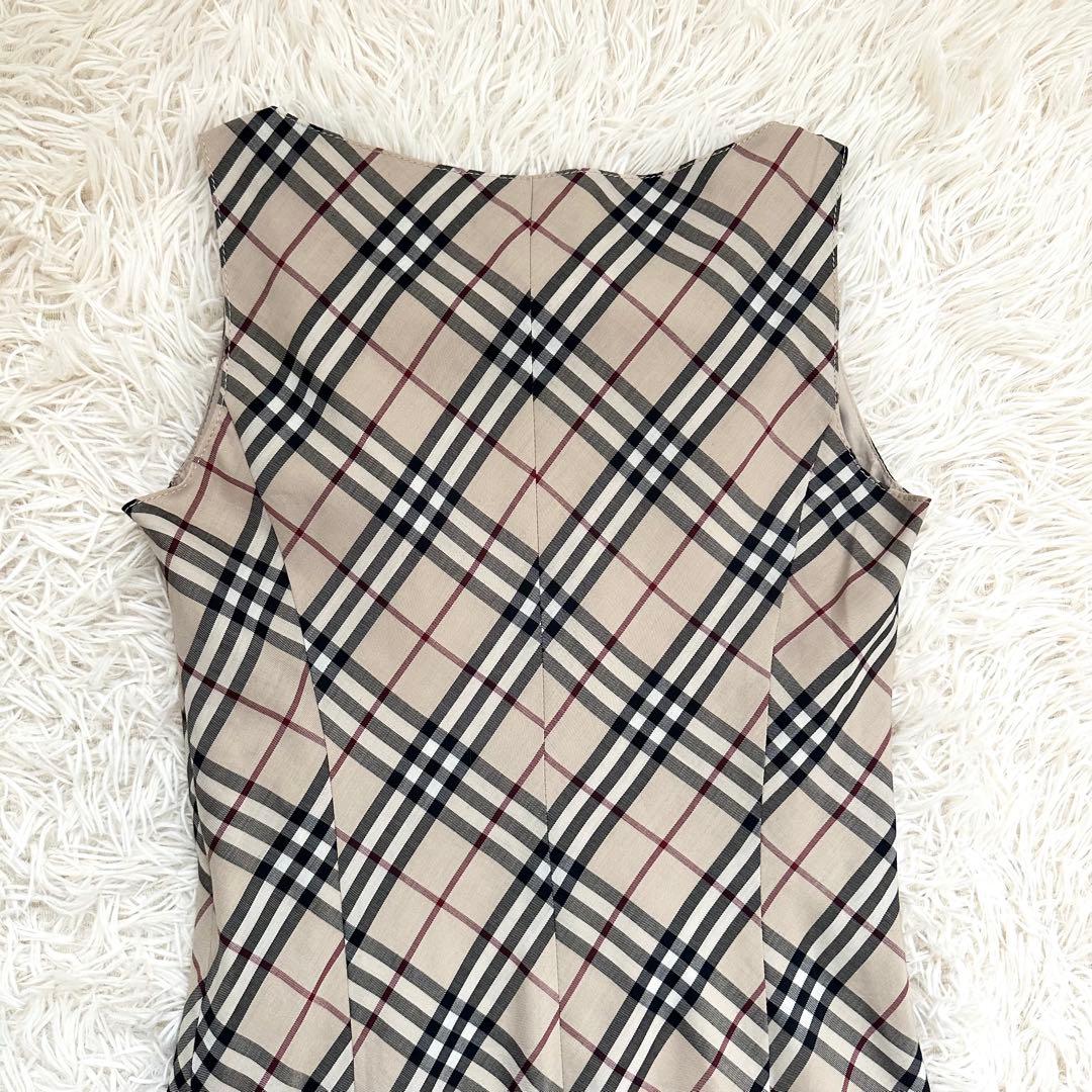 美品 バーバリー ノバチェック ノースリーブワンピース ホース刺繍 S