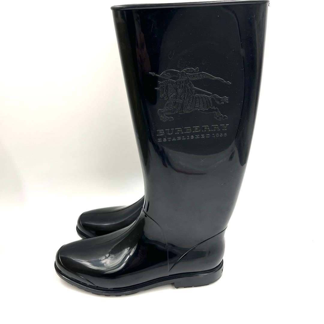 【美品】Burberry バーバリー レインブーツ 約23cm ブラック