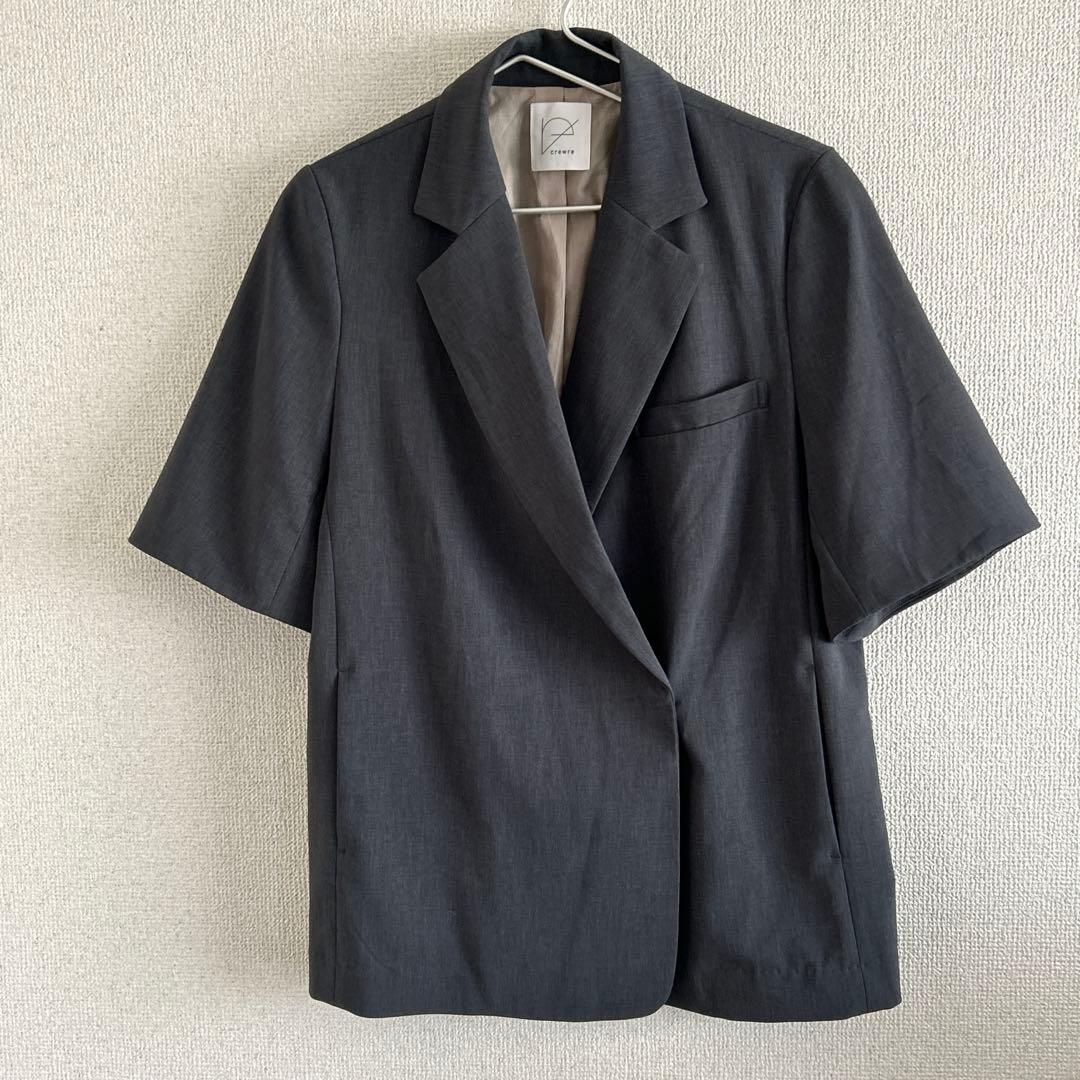 【限定価格 美品】クルーレ ハーフスリーブボクシージャケット グレー　サイズ2