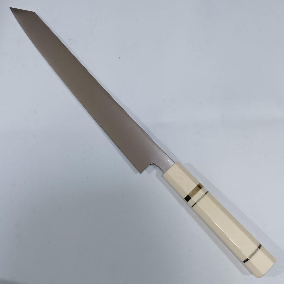 ステン本焼V金10号切付柳刃包丁27cm人工象牙八角柄