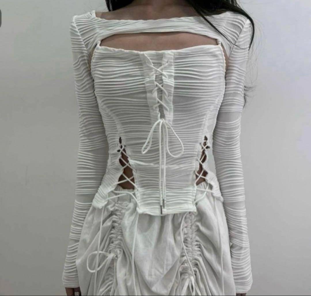 トップス meltthelady lace up layered corset White